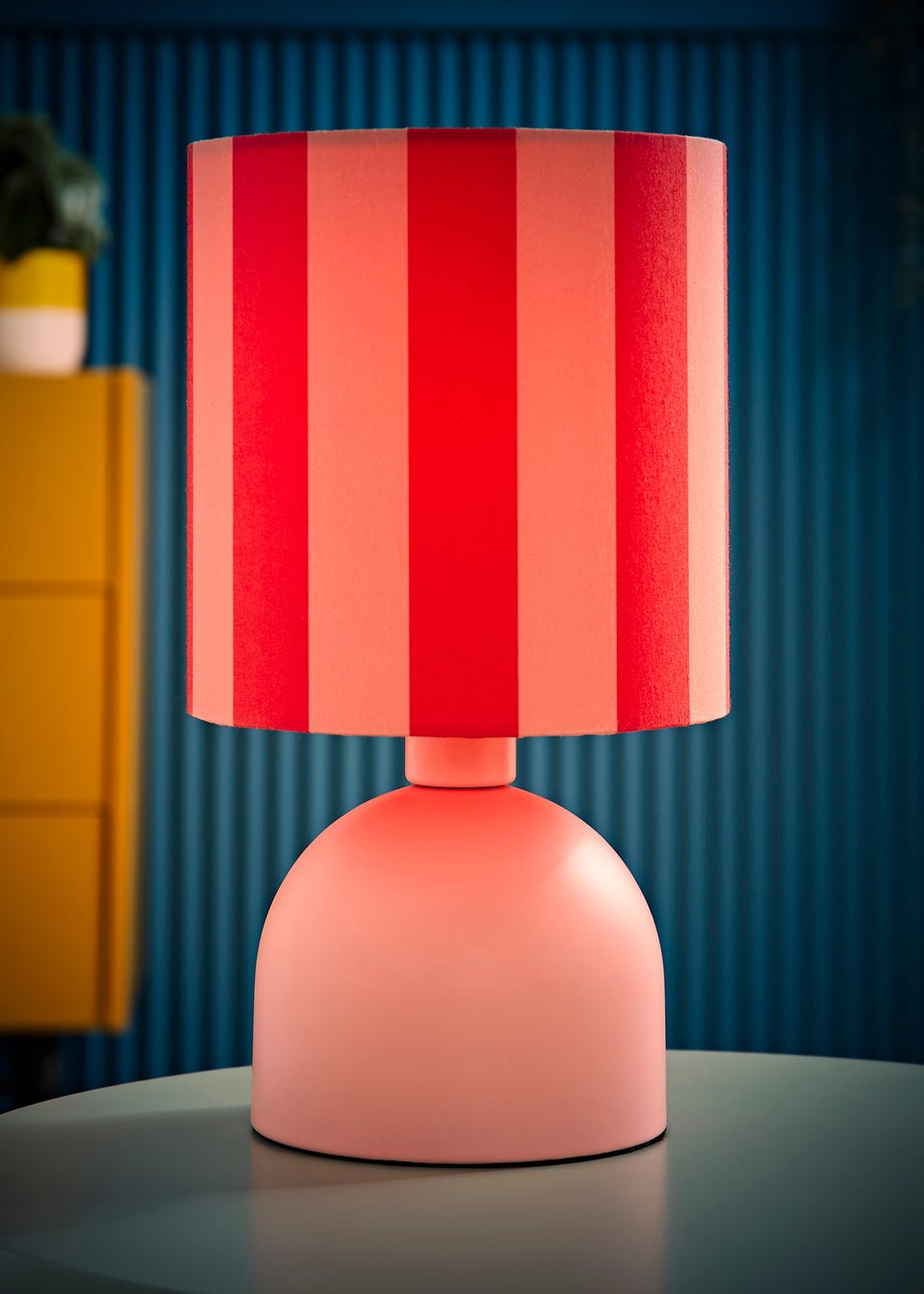 ValueLights Miley Pink Stripes Drum Lamp Shade Pale Pink Table Lamp