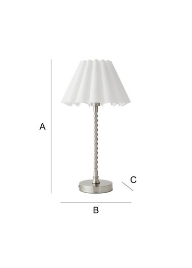 ValueLights Maeve White Scallop Pleated Taper Shade Bobbin Bobbles Table Lamp