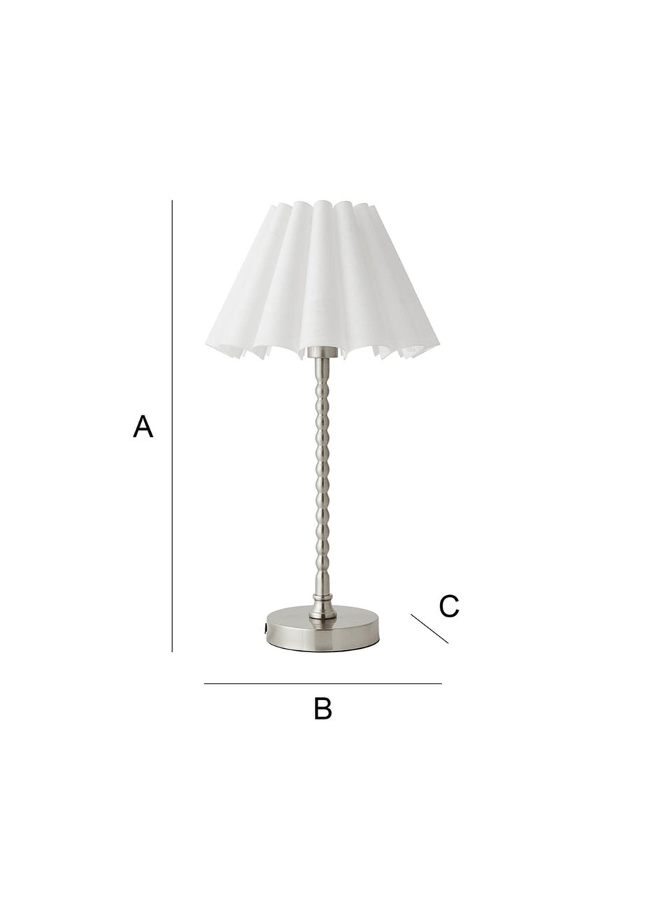 ValueLights Maeve White Scallop Pleated Taper Shade Bobbin Bobbles Table Lamp