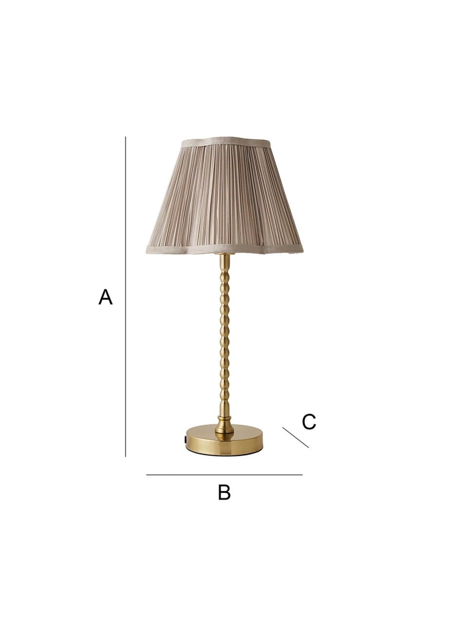 ValueLights Maeve Light Grey Pleated Faux Silk Scallop Shade Bobbin Table Lamp