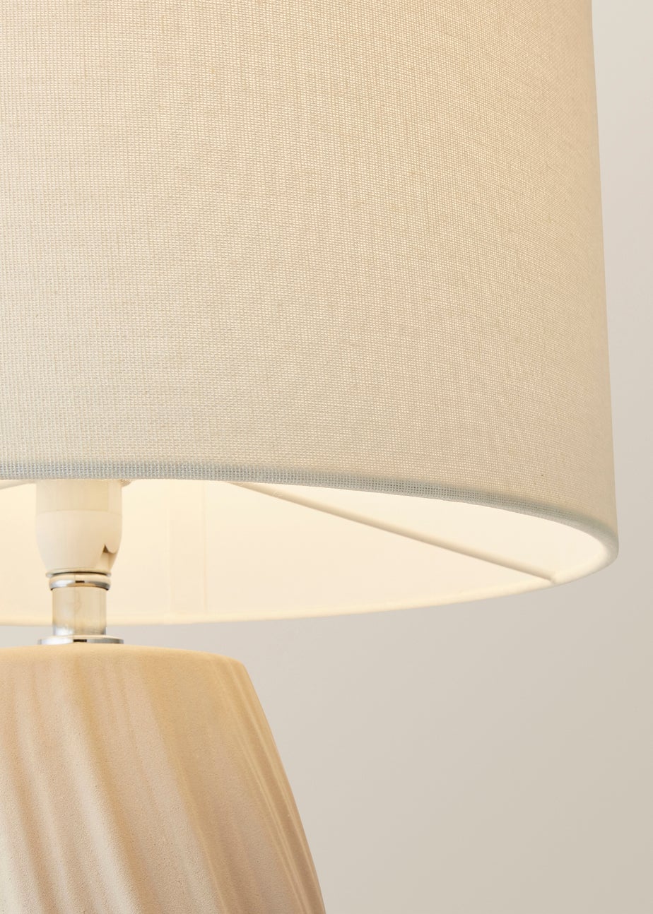 ValueLights Lydia Natural Linen Drum Lamp Shade Tall Swirl Matte Natural Table Lamp