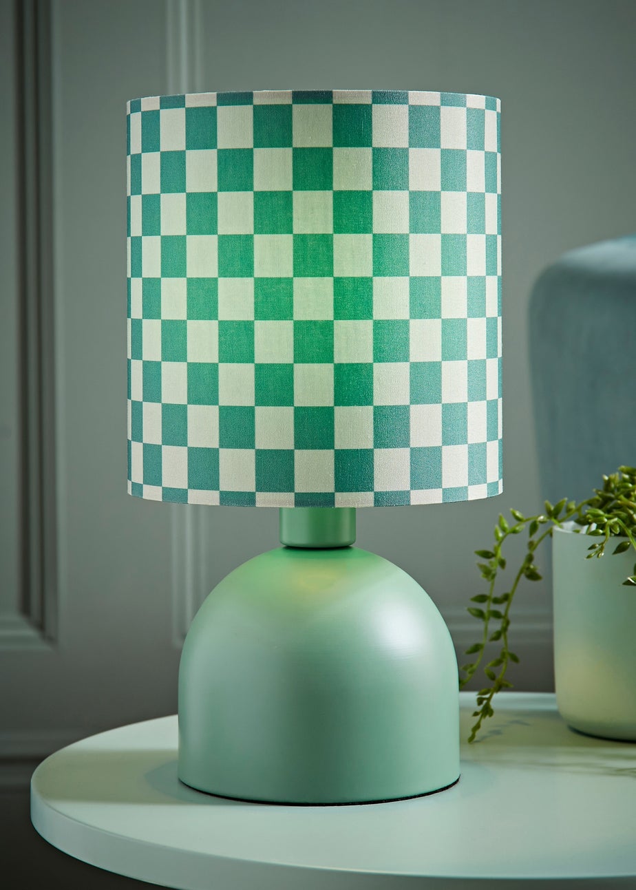 ValueLights Miley Green Checkerboard Drum Lamp Shade Table Lamp