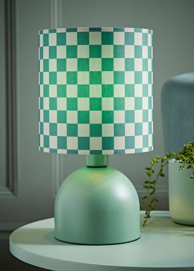 ValueLights Miley Green Checkerboard Drum Lamp Shade Table Lamp
