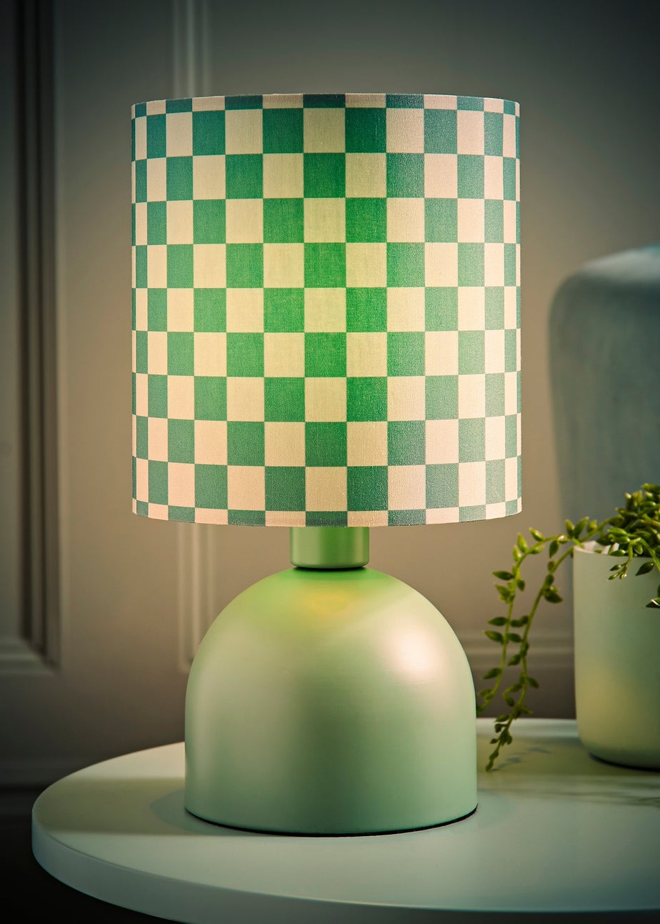 ValueLights Miley Green Checkerboard Drum Lamp Shade Table Lamp