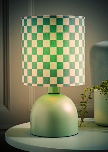 ValueLights Miley Green Checkerboard Drum Lamp Shade Table Lamp