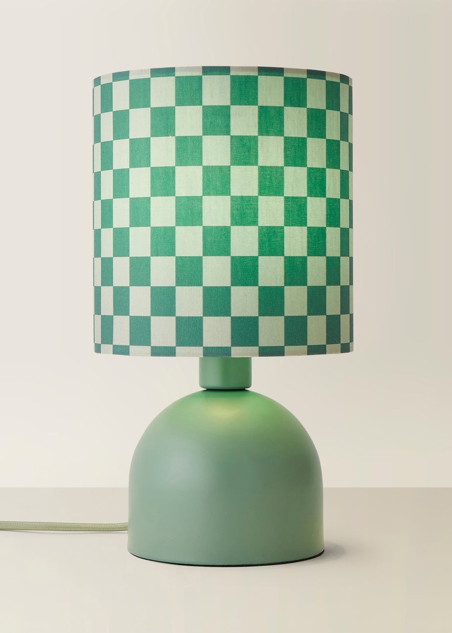 ValueLights Miley Green Checkerboard Drum Lamp Shade Table Lamp