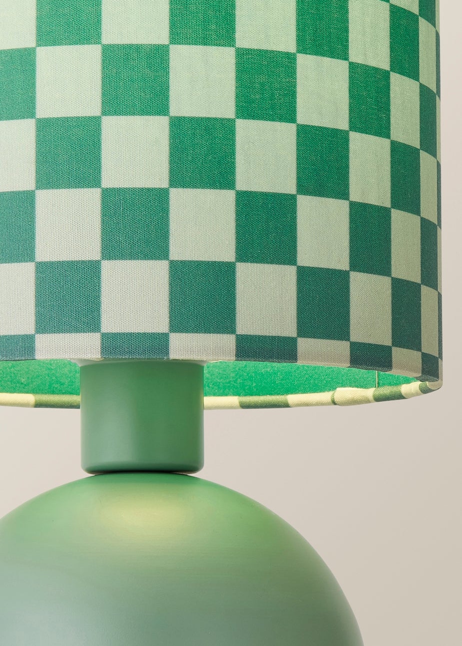 ValueLights Miley Green Checkerboard Drum Lamp Shade Table Lamp