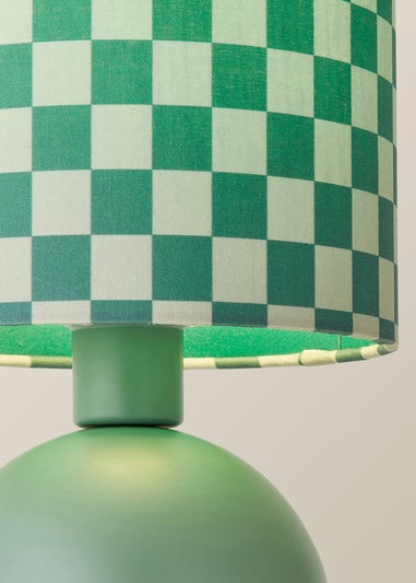 ValueLights Miley Green Checkerboard Drum Lamp Shade Table Lamp