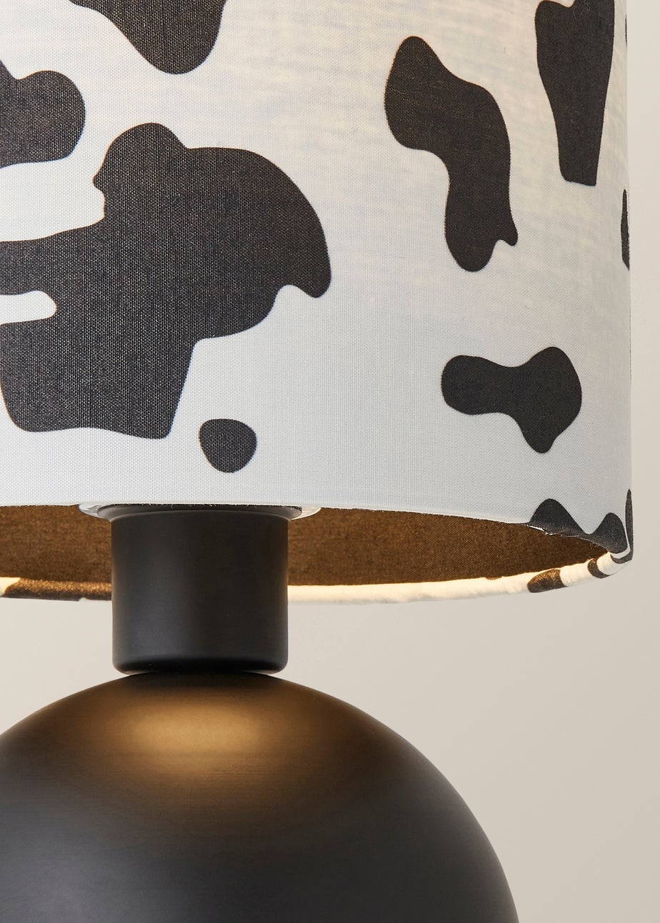 ValueLights Miley Cow Print Drum Lamp Shade Matte Black Table Lamp
