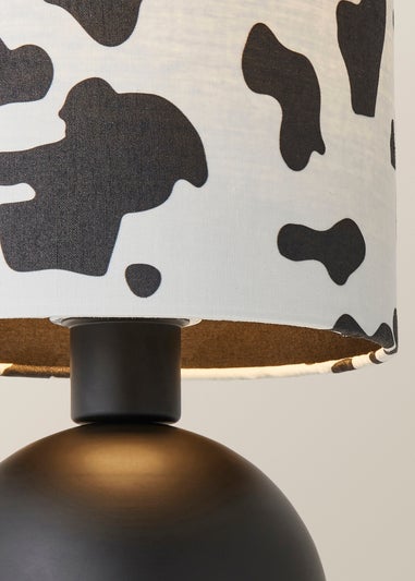 ValueLights Miley Cow Print Drum Lamp Shade Matte Black Table Lamp