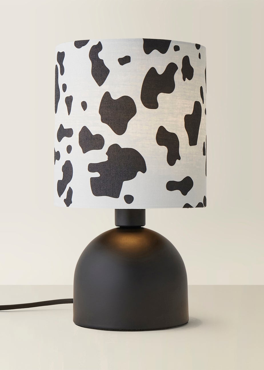 ValueLights Miley Cow Print Drum Lamp Shade Matte Black Table Lamp