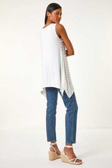 Roman Ivory Frill Detail Tunic Top