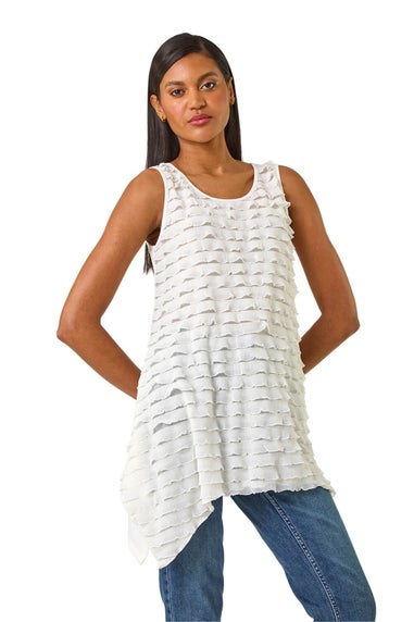 Roman Ivory Frill Detail Tunic Top