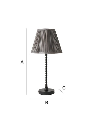 ValueLights Maeve Pleated Faux Silk Scallop Shade Black Bobbin Bobble Table Lamp
