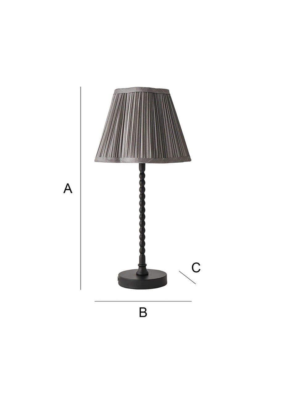 ValueLights Maeve Pleated Faux Silk Scallop Shade Black Bobbin Bobble Table Lamp