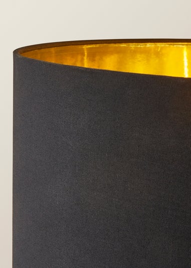 ValueLights Christina Black with Metallic Gold Drum Shade Gold Palm Leaf Floor Lamp