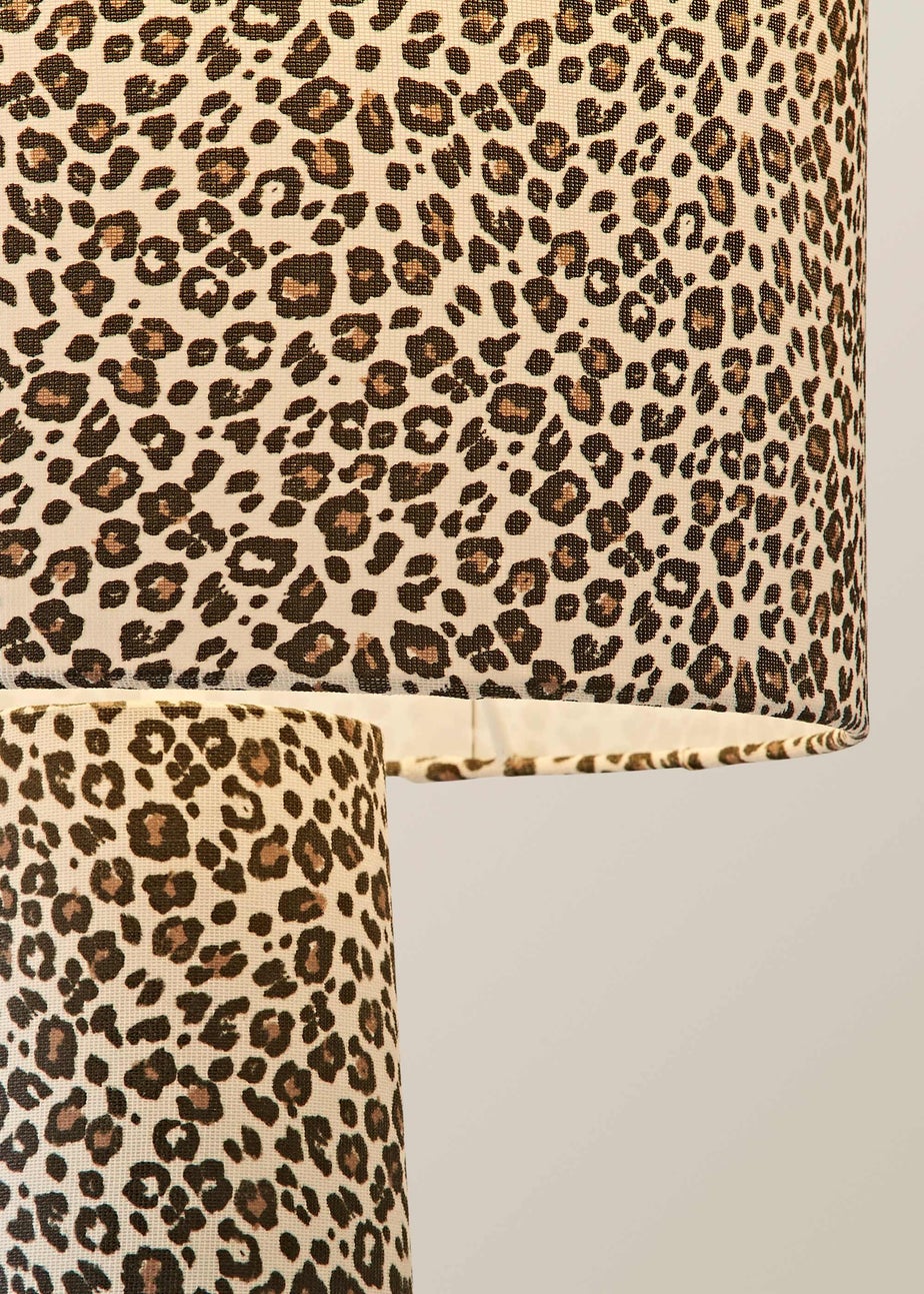 ValueLights Bertie Leopard Print Full Fabric Midi Floor Lamp