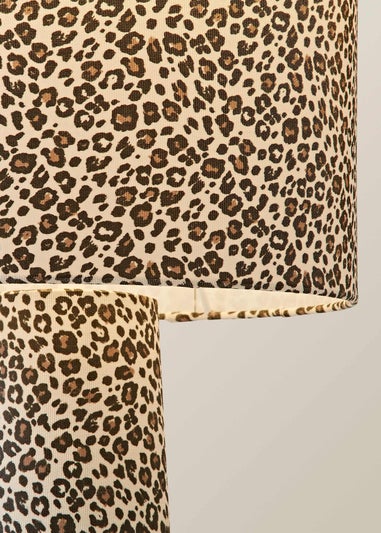 ValueLights Bertie Leopard Print Full Fabric Midi Floor Lamp