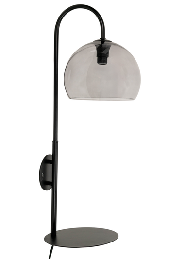 ValueLights Glenn Smoked Glass Globe Shade Wall Light with Shelf