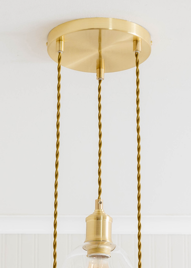 ValueLights Kira Glass Cloche Dome 3 Drop Cluster Brushed Gold Ceiling Pendant Light