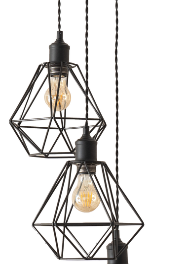 ValueLights Diablo Geometric Shade 3 Drop Cluster Matte Black Ceiling Pendant Light