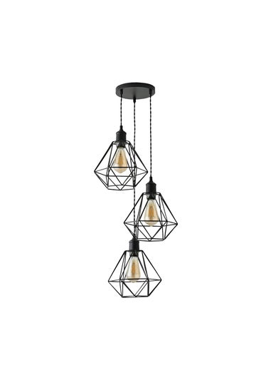 ValueLights Diablo Geometric Shade 3 Drop Cluster Matte Black Ceiling Pendant Light