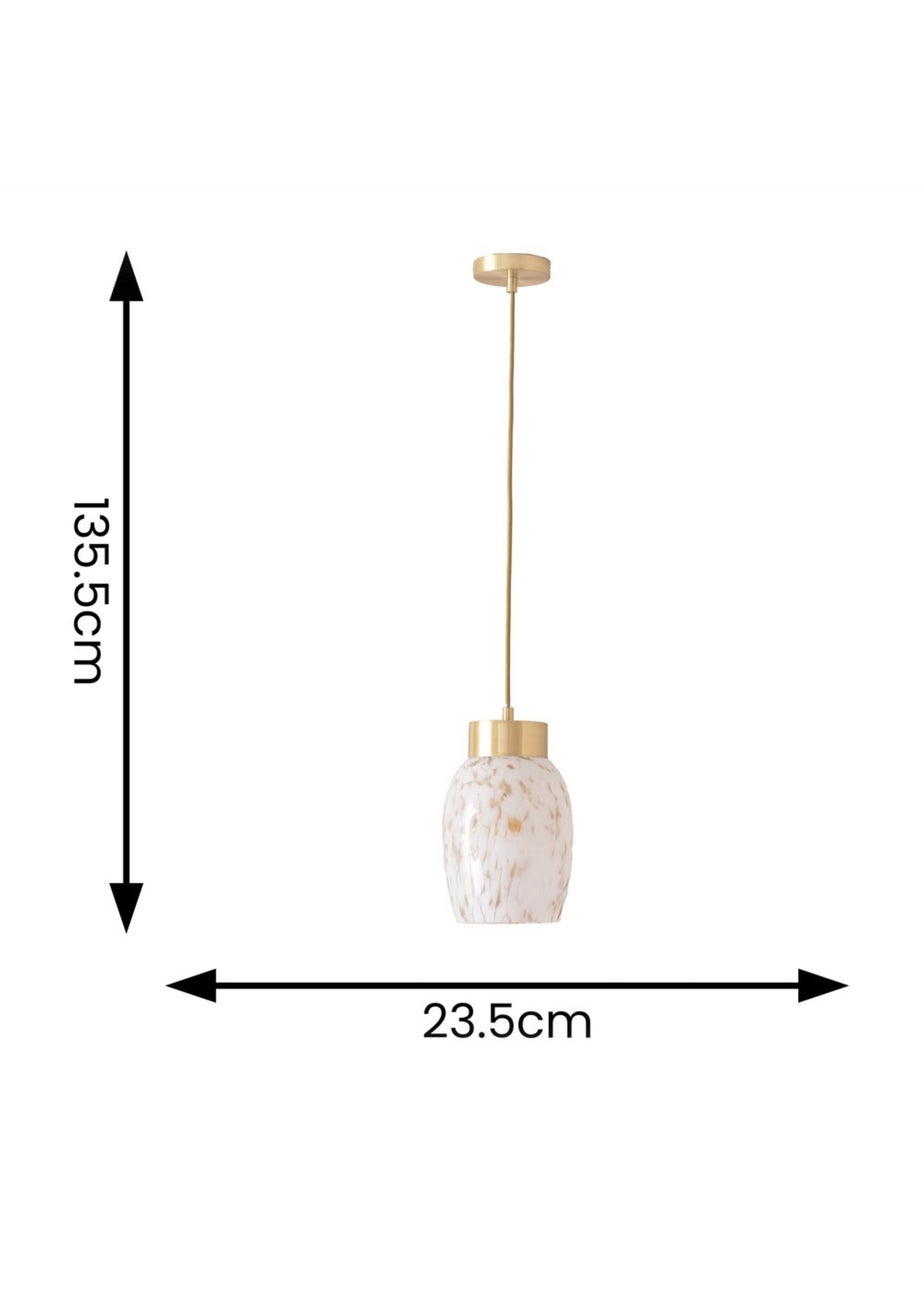 ValueLights India White Confetti Glass Shade Brushed Gold Capped Ceiling Pendant Light