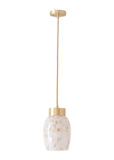 ValueLights India White Confetti Glass Shade Brushed Gold Capped Ceiling Pendant Light
