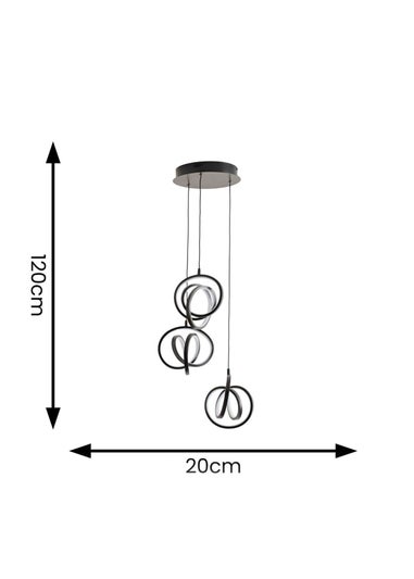 ValueLights Infinity Matte Black Loop Twirl 3 Way Cluster Drop LED Ceiling Pendant Light