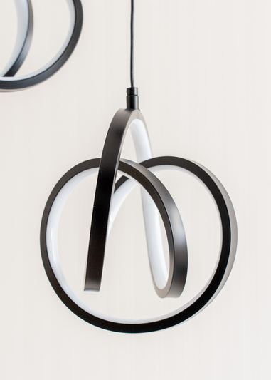 ValueLights Infinity Matte Black Loop Twirl 3 Way Cluster Drop LED Ceiling Pendant Light