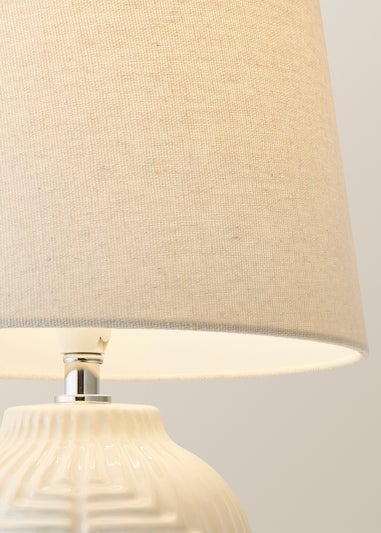 ValueLights Harrison Tapered Lamp Shade Geometric Ribbed Pattern Gloss Small Table Lamp