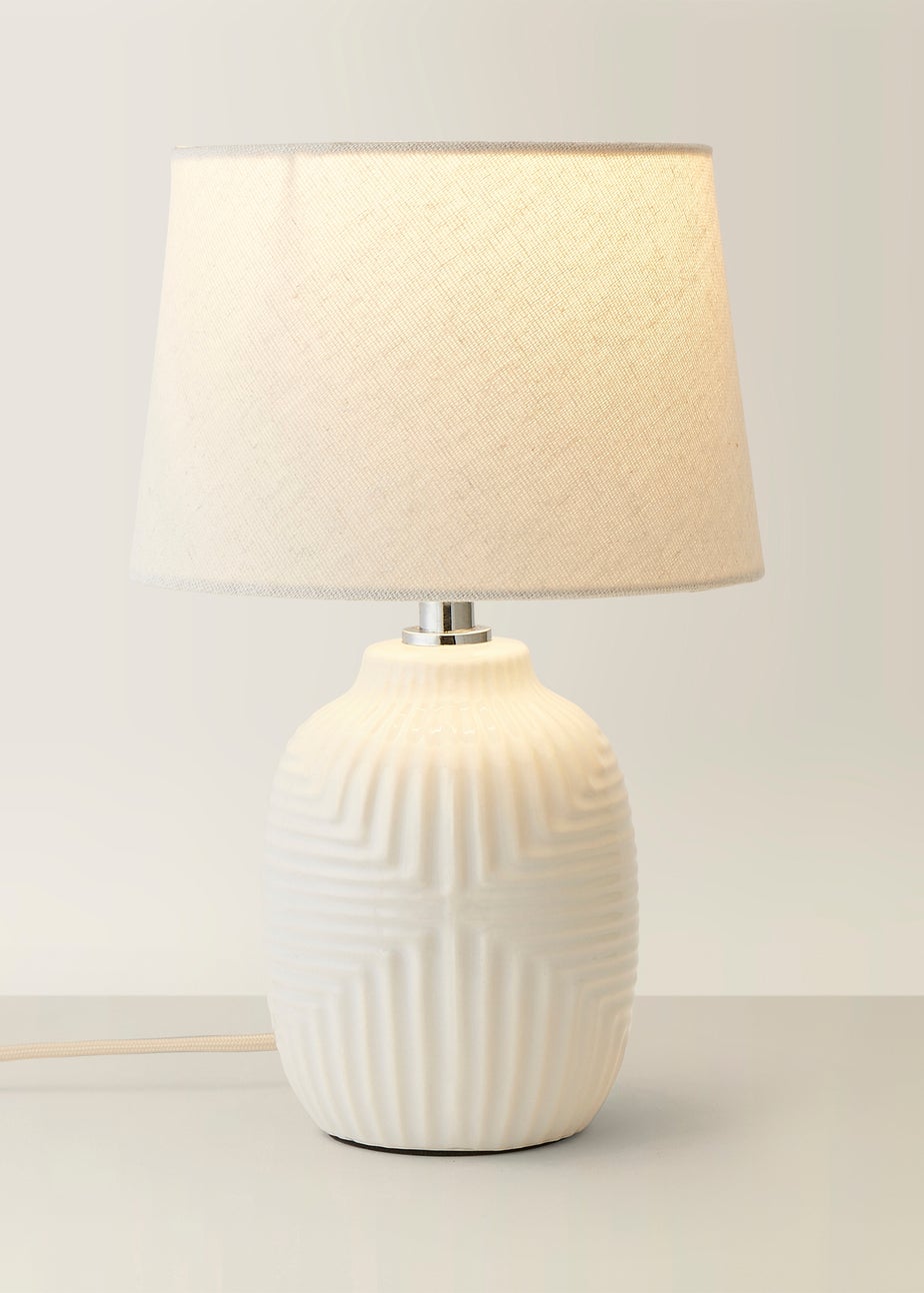 ValueLights Harrison Tapered Lamp Shade Geometric Ribbed Pattern Gloss Small Table Lamp