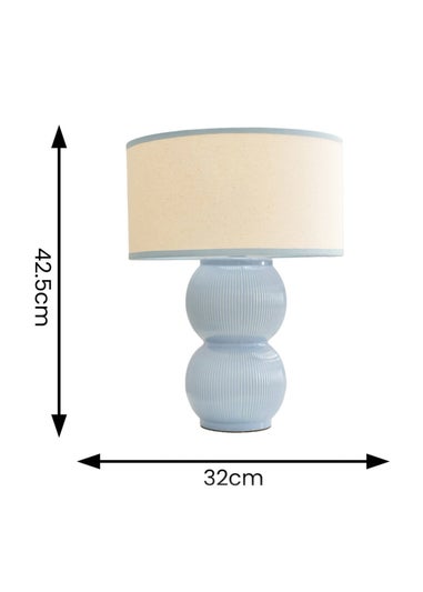 ValueLights Gemma Linen with Trim Drum Lamp Shade Stacked Ribbed Glazed Table Lamp