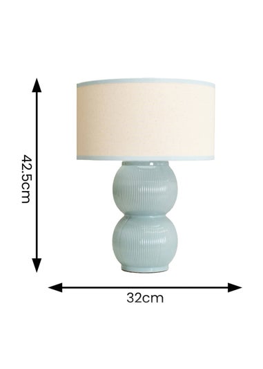 ValueLights Gemma Linen with Trim Drum Lamp Shade Stacked Ribbed Glazed Table Lamp