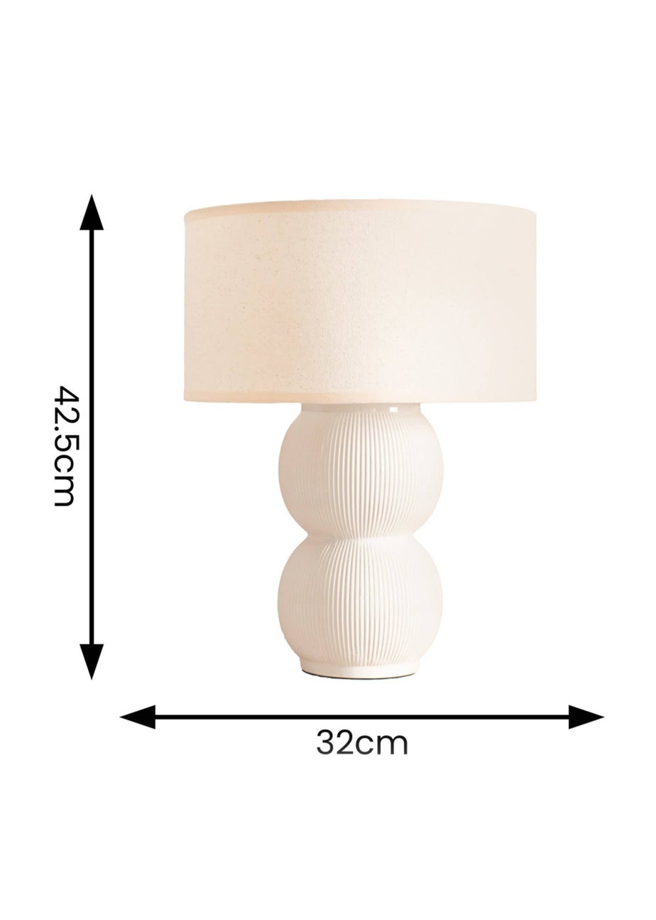 ValueLights Gemma Linen with Trim Drum Lamp Shade Stacked Ribbed Glazed Table Lamp