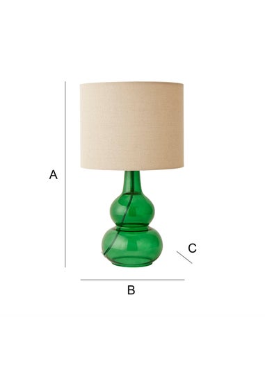 ValueLights Aida Natural Linen Tall Lamp Bright Green Bubble Glass Table Lamp