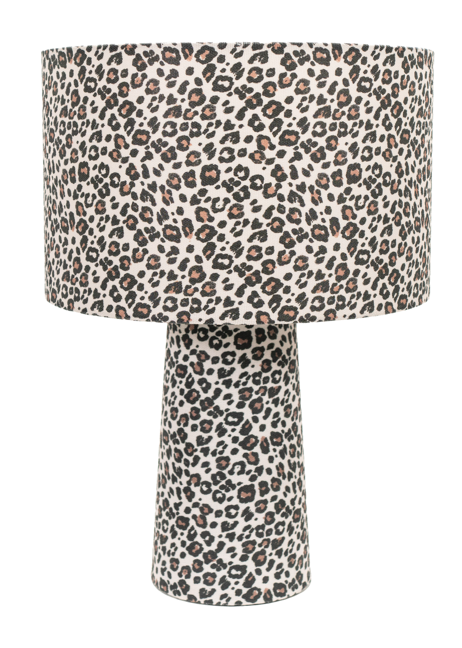 ValueLights Bertie Leopard Print Full Fabric Table Lamp