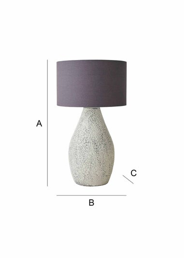 ValueLights Colin Drum Shade Grey Speckled Hand Finished Ceramic Stoneware Table Lamp