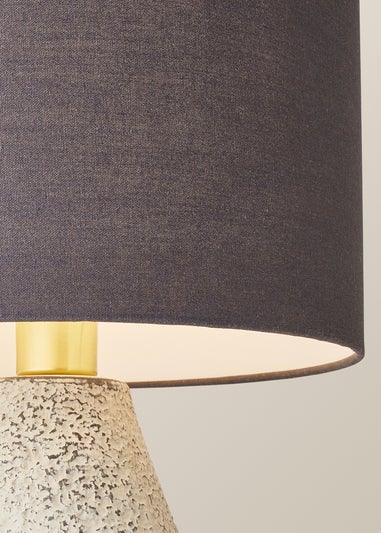 ValueLights Colin Drum Shade Grey Speckled Hand Finished Ceramic Stoneware Table Lamp