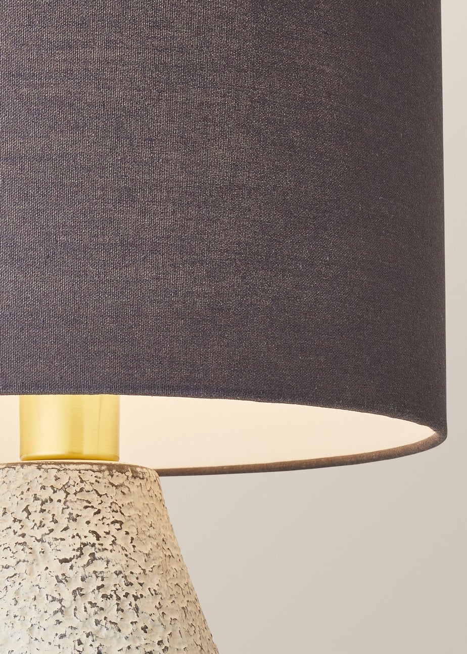 ValueLights Colin Drum Shade Grey Speckled Hand Finished Ceramic Stoneware Table Lamp