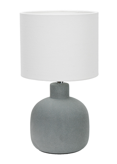 ValueLights Chelsea Natural Linen Shade Hand Finished Sandblast Grey Ceramic Table Lamp
