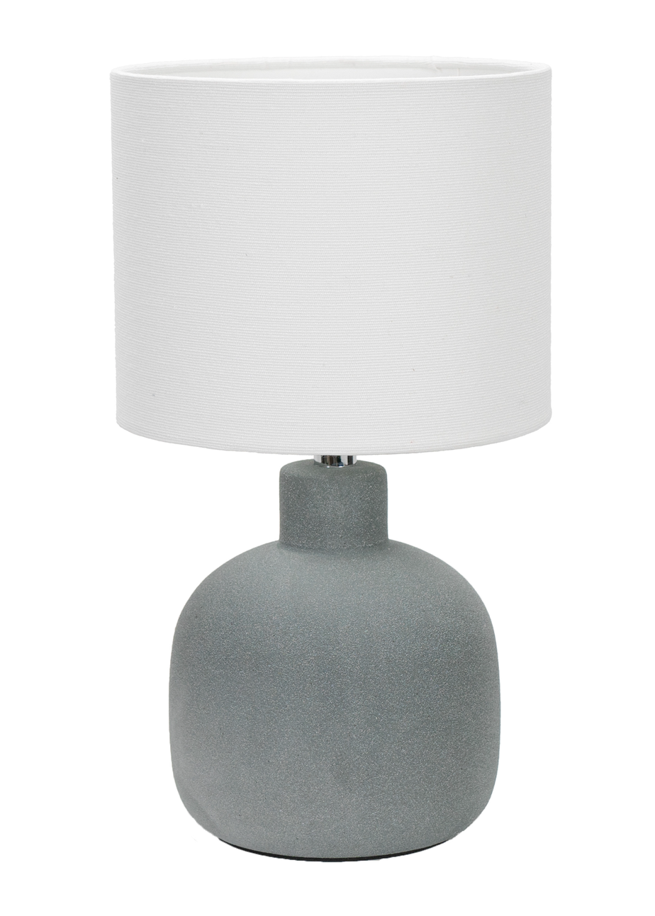 ValueLights Chelsea Natural Linen Shade Hand Finished Sandblast Grey Ceramic Table Lamp