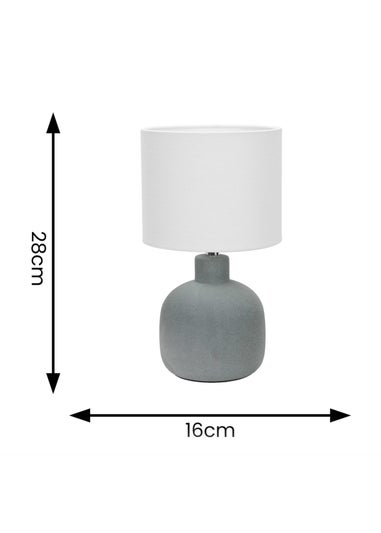 ValueLights Chelsea Natural Linen Shade Hand Finished Sandblast Grey Ceramic Table Lamp