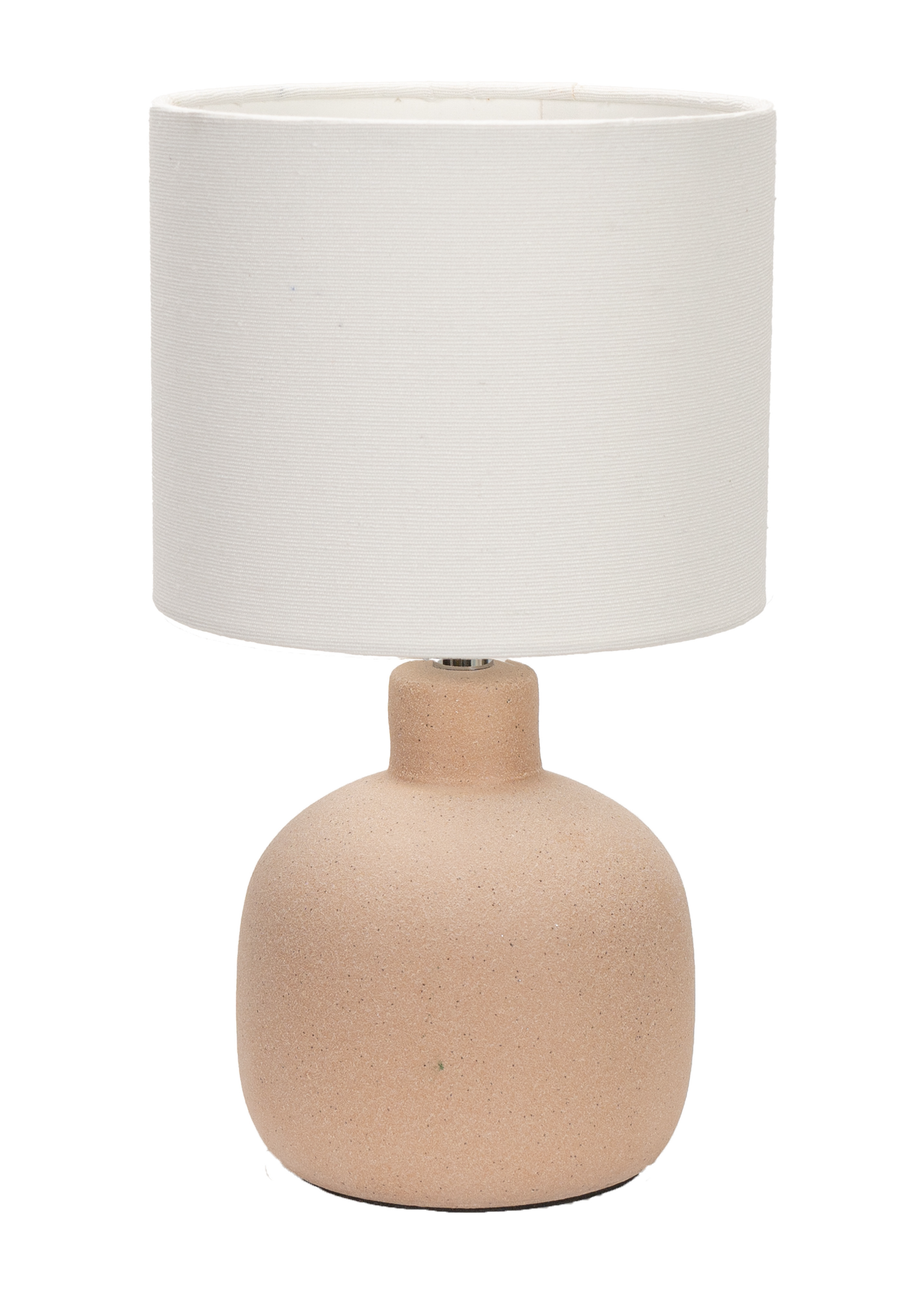 ValueLights Chelsea Natural Linen Shade Hand Finished Sandblast Natural Ceramic Table Lamp