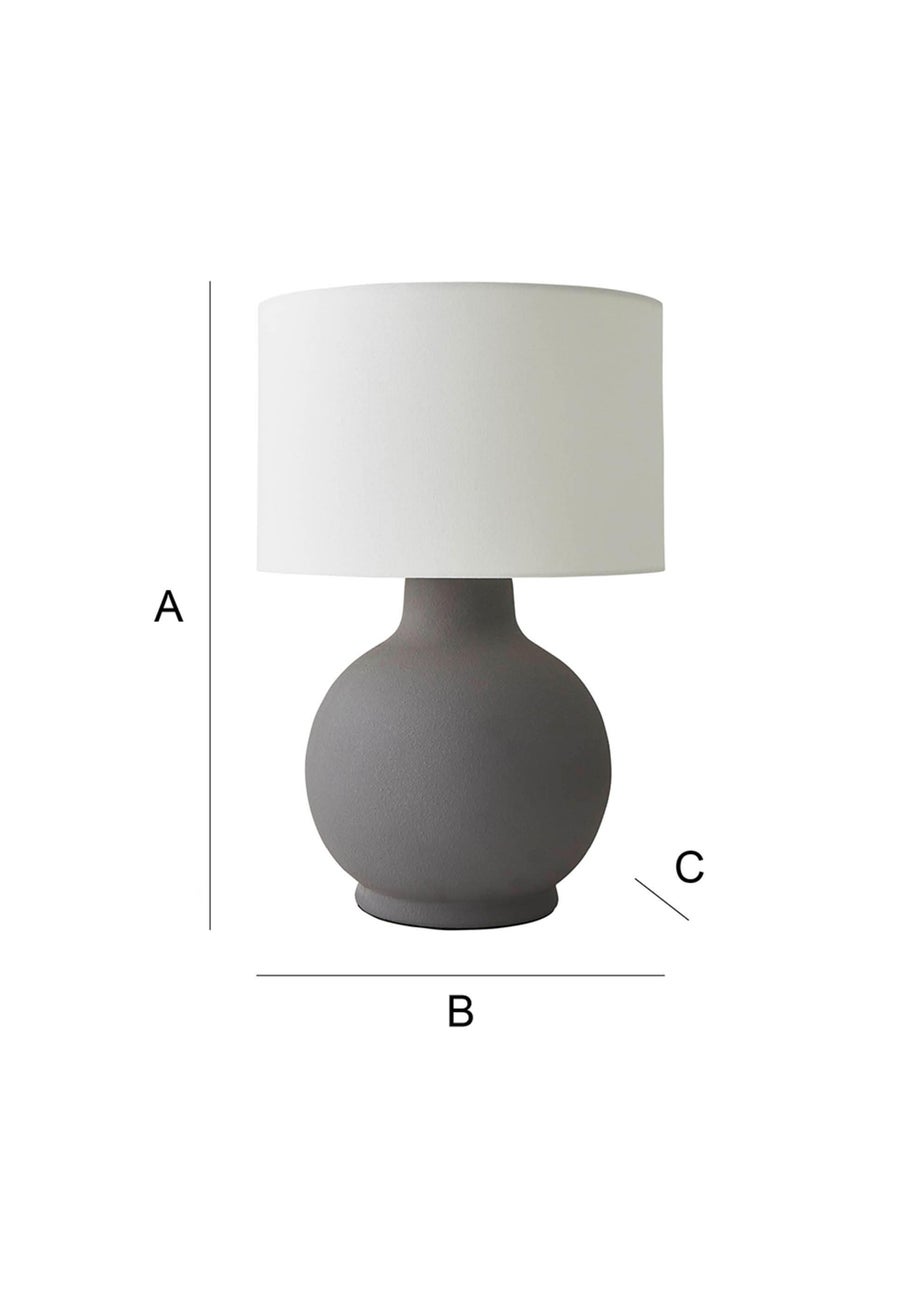 ValueLights Blair Natural Linen Drum Shade Hand Finished Grey Ceramic Stoneware Table Lamp
