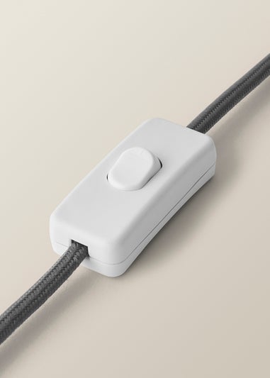 ValueLights Blair Natural Linen Drum Shade Hand Finished Grey Ceramic Stoneware Table Lamp