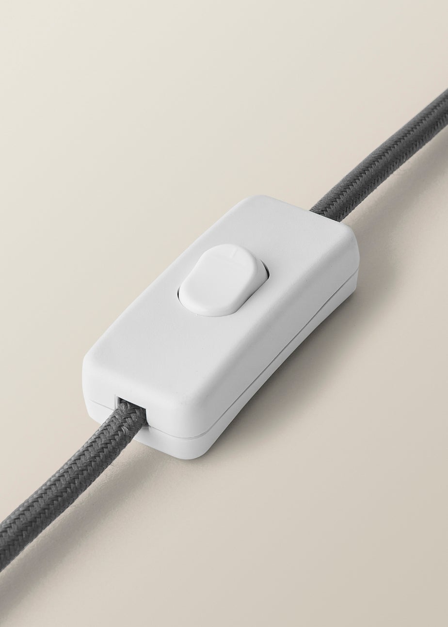 ValueLights Blair Natural Linen Drum Shade Hand Finished Grey Ceramic Stoneware Table Lamp