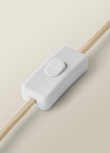 ValueLights Blair Natural Linen Drum Shade Hand Finished Beige Ceramic Stoneware Table Lamp