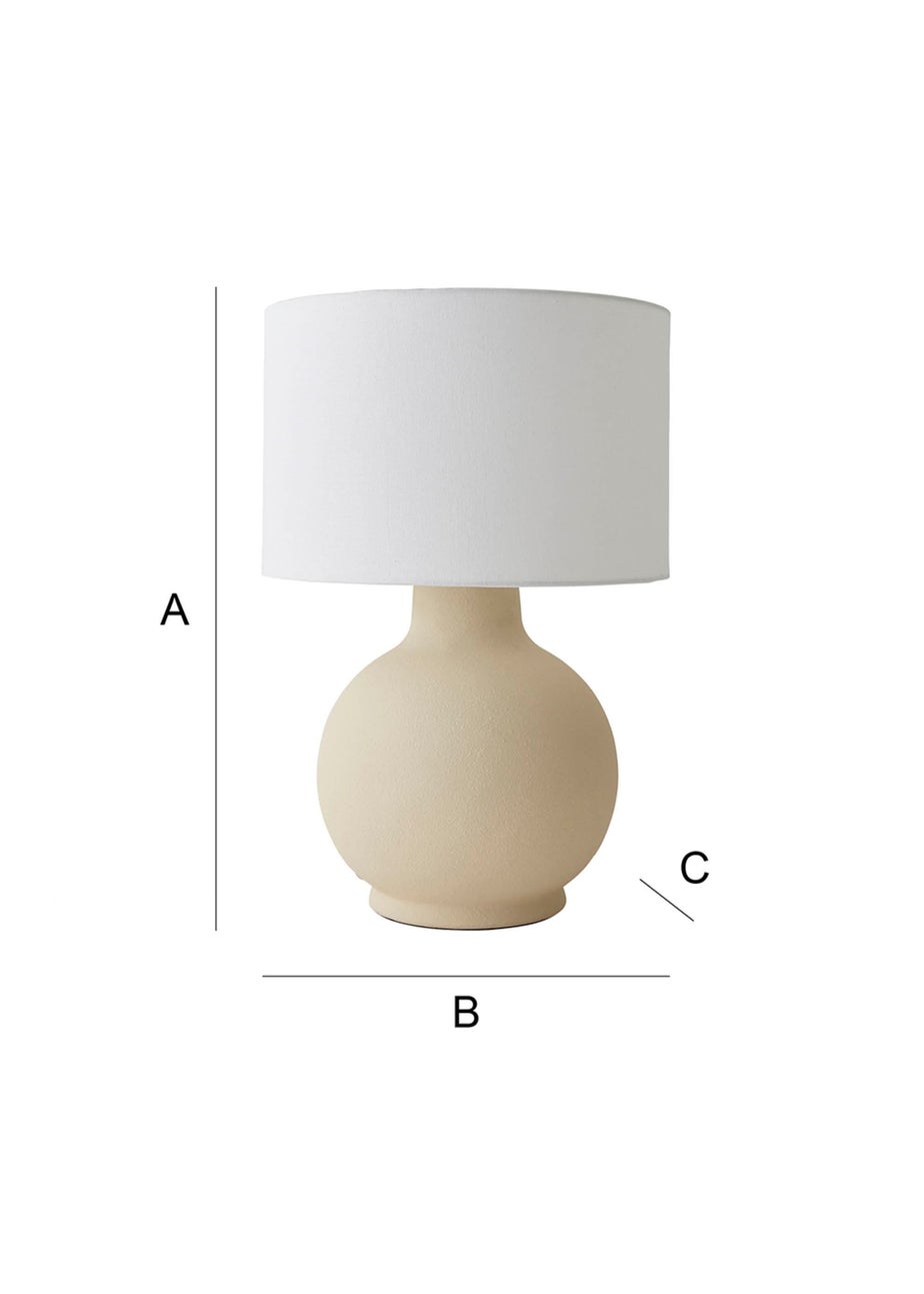 ValueLights Blair Natural Linen Drum Shade Hand Finished Beige Ceramic Stoneware Table Lamp