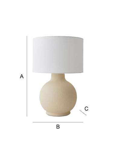 ValueLights Blair Natural Linen Drum Shade Hand Finished Beige Ceramic Stoneware Table Lamp